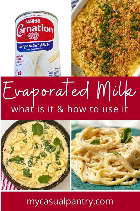 Learn everything you need to know about evaporated milk and how to use it in your kitchen. Use this pantry staple to add flexibility to your kitchen repertoire. What Can You Do With Evaporated Milk, Easy Recipes With Evaporated Milk, How To Make Evaporated Milk Homemade, Evaporated Milk Dinner Recipes, How To Use Evaporated Milk, What To Do With Evaporated Milk, Uses For Evaporated Milk, Recipes That Use Evaporated Milk, Things To Make With Evaporated Milk