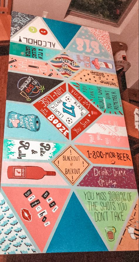 Easy Beer Pong Table Painted, Id Tap That Beer Pong Table, Customized Beer Pong Table, Easy Pong Table Ideas, Cup Pong Table Ideas, Show Me Your Titos Beer Pong Table, Paint Pong Table, Beer Pong Table Painted Alcohol Brands, Beer Pong Table Painted Country