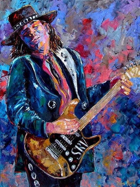 Musicians Painting, Music Portrait Art, Musician Painting Abstract, Electric Guitar Pop Art, Guitar Oil Painting, Hippie Posters, Musician Art, Stevie Ray Vaughan Guitar, Mannequin Art