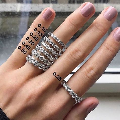 ❤️ Love this one from @ringconcierge ! The carats listed next to them are the weights of the individual diamonds... the total carat weight depends on your finger size when dealing with eternity bands  what do you all think? I use not like eternity bands but currently I am craving one! Round Diamond Eternity Band, Ring Concierge, Bracelet Size Chart, Kids Rings, Diamond Eternity Band, Eternity Rings, Jewelry Diamonds, Eternity Ring Diamond, Princess Wedding