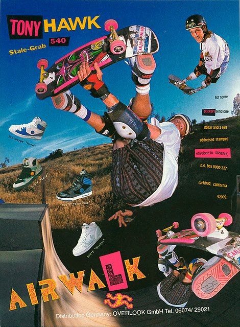 Retro #tony hawk promo for airwalk Skateboard Photography, Art Football, Vintage Skate, Wall Pics, Bedroom Wall Collage, Burton Snowboards, Tony Hawk, Picture Collage Wall, Skateboard Art