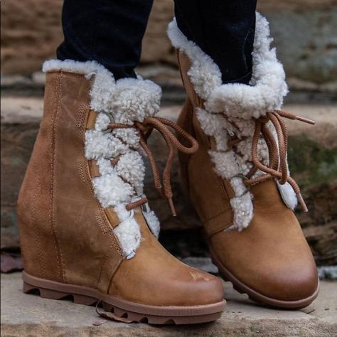 Sorel Wedge Boots, Sorel Joan Of Arctic Wedge, Joan Of Arctic Wedge, Sorel Joan Of Arctic, Sorel Joan, Cozy Boots, Waterproof Snow Boots, Sorel Boots, Shearling Boots