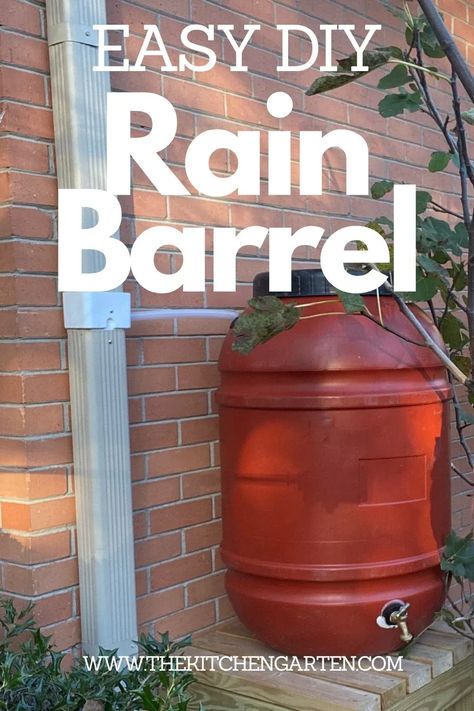 Make an easy DIY rain barrel at home for collecting rainwater to use in the garden, flower beds, or compost pile! Diy Rain Barrel, Rain Barrel Stand, Rain Barrel System, Barrels Diy, Rain Barrels, Water Barrel, Home Maintenance Checklist, Rain Collection, Rainwater Harvesting