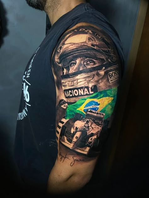 Nurburgring Tattoo, F1 Car Tattoo, Ayrton Senna Tattoo, Formula One Tattoo, American Football Tattoo, Formula 1 Tattoo Ideas, Ferrari Tattoo, F1 Tattoo, Typographic Tattoo