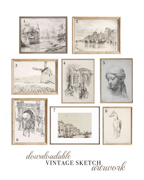 Downloadable Art from Etsy - Dear Lillie Studio Sketches Vintage, Vintage Sketches, Dear Lillie, House Updates, Art Investment, Etsy Prints, Prints Vintage, Wall Art Wallpaper, Affordable Art Prints