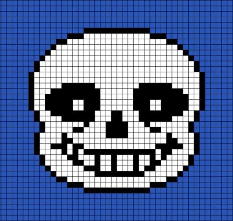 A pixel art template of Sans' face, the skeleton from the video game Undertale. Creepy Pixel Art, Face Pixel Art, Undertale Pixel Art, Crossed Stitch, Art Random, A Hat In Time, Pixel Art Games, Tapestry Crochet Patterns, Minecraft Builds