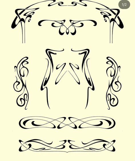 Art Nouveau Ornaments, Art Nouveau Lines, Art Nouveau Nails, Art Nouveau Elements, Art Deco Flourishes, Art Nouveau Finger Tattoo, Art Nouveau Tattoo Woman, Art Nouveau Ornament Pattern, Art Nouveau Ornament