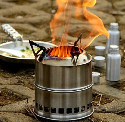 Ohuhu Potable Stainless Steel Wood Burning Camping Stove--NO FAN, GOOD REVIEWS Portable Wood Stove, Survival Stove, Outdoor Cooking Stove, Firewood Stove, Mini Wood Stove, Camping Fire Pit, Barbecue Camping, Bbq Camping, Backpacking Stove