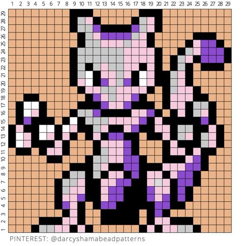 Mewtow Pattern #mewtow #mew #pokémon #hamabeads #hamabeadpattern #perlerbeads #perler #pixel #pixelart #pyssla #fusebeads Pokemon Pixel Art Grid, Art Cross Stitch Patterns, Pokemon Pixel Art, Pokemon Blanket, Pokemon Mewtwo, Pokemon Pixel, Pokemon Cross Stitch, Pokemon Bead, Pokemon Mew