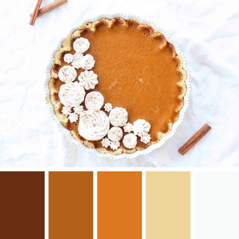 Pumpkin Pie Color Palette, Pie Color Palette, Pie With Whipped Cream, Bourbon Whipped Cream, Decorated Pumpkin, Cream Color Palette, Palette Challenge, Food Inspired, Color Palette Challenge