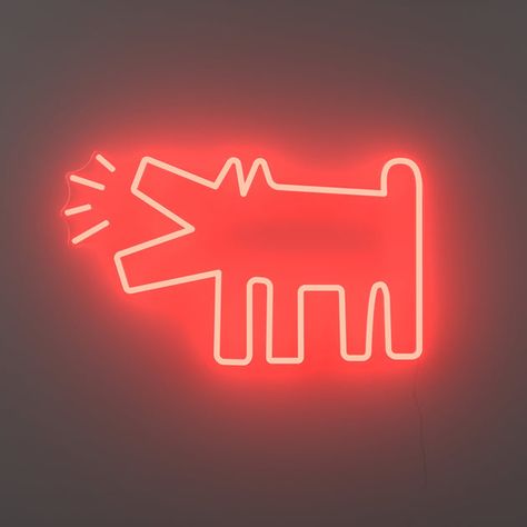 Dog Neon Sign, Art Neon Sign, Barking Dog, Neon Artwork, Neon Design, Membership Card, Love Wall, Red Design, Keith Haring