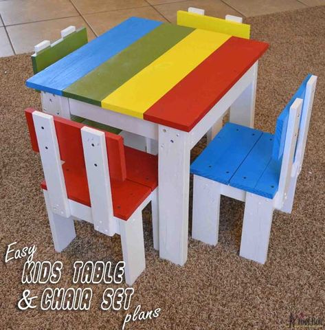 23 DIY Kids Table and Chair Ideas You Can Build! - Anika's DIY Life Kids Woodworking Projects, Diy Kids Table, Kids Table And Chair, Kids Table Chair Set, Diy Kids Furniture, Pallet Chair, Woodworking Projects For Kids, Childrens Table, Woodworking For Kids