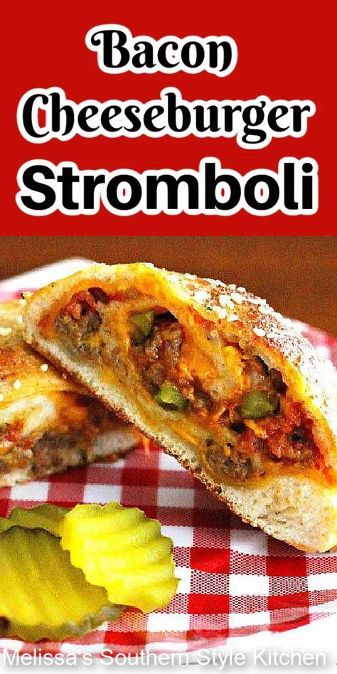 Cheeseburger Stromboli Recipe, Stromboli With Pizza Dough, Cheeseburger Stromboli, Stromboli Recipe Easy, Homemade Stromboli, Beef Pizza, Stromboli Recipe, Cheeseburger Recipe, Beef Bacon