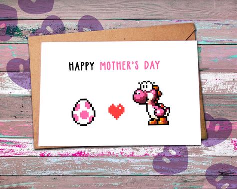 This is for all the mothers who you know you can't pause online video games  All our Mother's day cards are made with passion and a little touch of nerdy and geeky elements :) Are you looking for funny and geeky mothers day gift ideas? Check out our Etsy store for more nerdy mothers day gifts featuring 8bit characters from pokemon, zelda, yoshi and many more from the Nintendo universe --> https://www.etsy.com/listing/272143752/nerdy-mothers-day-card-yoshi-egg-geeky 8bit Characters, Yoshi Egg, Card For Mothers Day, Video Game Crafts, Cards For Mom, Gamer Boyfriend, Egg Card, Mothers Day Gift Ideas, Nerdy Gifts