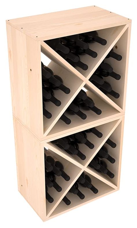 PRICES MAY VARY. HOLDS 48 BOTTLES: Design to protect your entire collection in high traffic areas, this wine storage holds 48 wine bottles of any size - from Bordeaux to Magnum MADE IN THE USA: Proudly US made from high-quality, solid wood making for the most durable wine racks DIMENSIONS: Measures 40"(h) x 20"(w) x 10 1/8"(d) for decorative wine storage in compact spaces needing organization EASY ASSEMBLY & EXPANSION: Assemble easily with a screwdriver; extra versatile thanks to modular specs, Diy Wine Rack Projects, Wine Rack Projects, Wooden Wine Holder, Wine Cubes, Modern Wine Rack, Table Top Wine Rack, Wall Mounted Wine Rack, Ponderosa Pine, Wine Bottle Rack