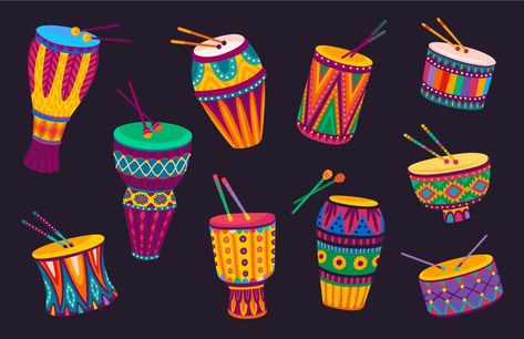 Tari Tradisional, Brazil Music, African Art Projects, Drums Music, Musica Salsa, Latin American Music, Tufting Diy, Brazil Art, African Drum