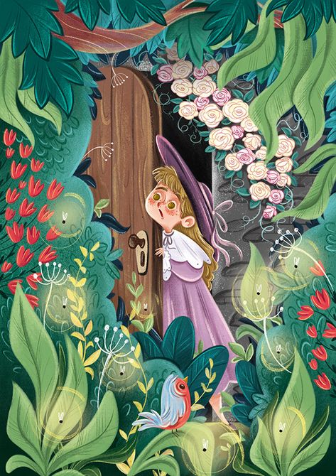 The Secret Garden on Behance The Secret Garden Illustration, Secret Garden Illustration, Garden Illustration Art, Secret Garden Painting, Garden Illustrations, Illustration Art Kids, 동화 삽화, Garden Illustration, Picture Books Illustration