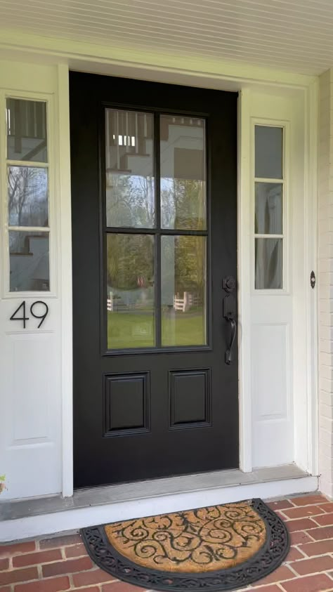 design_genes on Instagram: I went for it! Many of you wanted me to stick with the black door. What do you think now? I think I love it?!? Good thing @tweetjolie… Black Exterior Doors Front Entry, House Curb Appeal, Black Exterior Doors, Dc House, Black Front Door, Exterior Entry Doors, French Doors Exterior, Black Front Doors, Ring My Bell