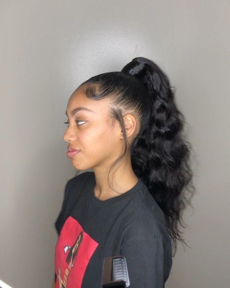 Sleek High Ponytail Black Women Curly, High Ponytail Hairstyles, Weave Ponytail Hairstyles, Sleek Ponytail Hairstyles, Black Ponytail Hairstyles, A Pony, Fringe Hairstyles, Hair Ponytail Styles, Sleek Ponytail