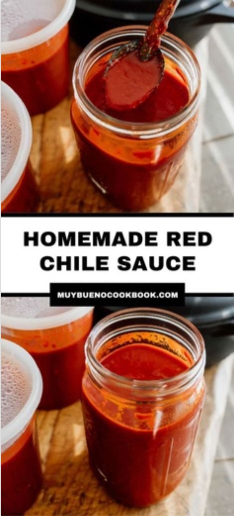 This authentic enchilada sauce from Muy Bueno Cookbook is made from dried chiles and garlic — a simple yet flavorful sauce. This easy homemade sauce comes together in under 30 minutes. Even better is that red chile sauce is the basis for other authentic Mexican recipes! Come see how to make this delicious enchilada sauce! Red Sauce For Enchiladas, Mexican Red Sauce, Sauce For Enchiladas, Red Chile Sauce Recipe, Authentic Enchilada Sauce, Spicy Red Sauce, Bueno Recipes, Enchilada Sauce Recipe, Red Sauce Recipe