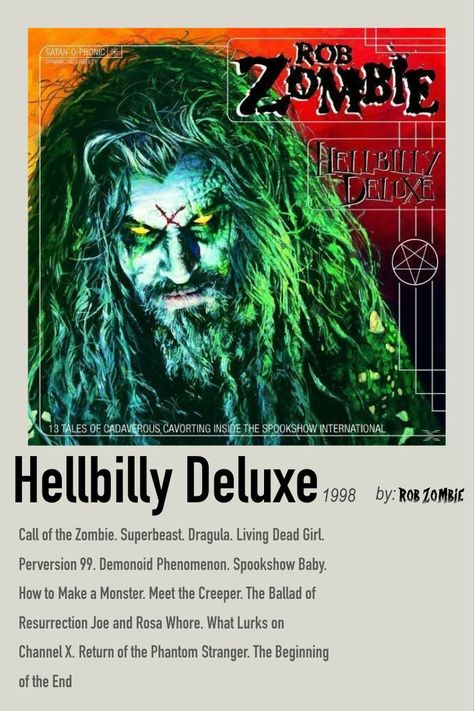 Rob Zombie Hellbilly Deluxe, Rob Zombie Album Covers, Rob Zombie Poster, Album Prints, Keyboard Caps, Zombie Wallpaper, Music Wall Decor, Rock Poster Art, Album Posters