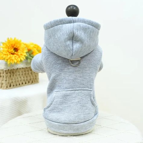 1pc Plain Color Pet Hoodie With Pocket For Autumn And Winter Dog Warm Clothes - Pet Supplies - Temu Warm Hoodies, Dogs Chihuahua, Blue Black Color, Pet Sweater, Unique Hoodies, Winter Dog, Cat Costumes, Dog Hoodie, Dog Sweater