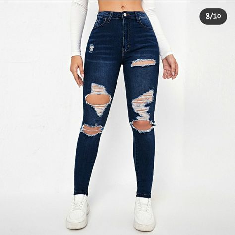 Cute Ripped Jeans, Outfits Con Jeans, Ripped Jeans Outfit, Trendy Outfits For Teens, Denim Chic, Cute Jeans, Cute Simple Outfits, Women Denim Jeans, Teenage Fashion Outfits