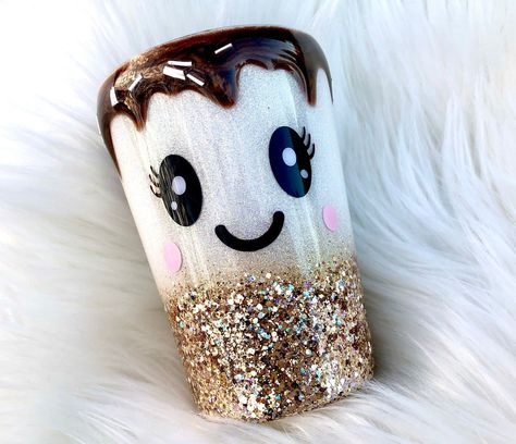 Smores Hot Cocoa, Smores Hot Chocolate, 3d Chocolate, Valentine Gifts For Kids, Glitter Tumbler Cups, Chocolate Drip, Custom Tumbler Cups, Tumbler Cups Diy, S'mores