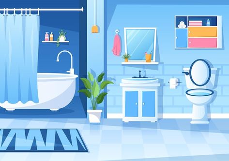 Template Account Bank Maybank, Bathroom Clipart, Bathroom Illustration, Modern Bathroom Furniture, Kitchen Cartoon, Shower Background, Cartoon Bathroom, Bathroom Cartoon, Bathroom Furniture Modern