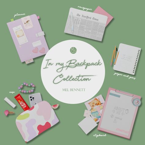 IN MY BACKPACK COLLECTION | Patreon Backpack Collection, In My Backpack, My Backpack, Sims 4 Clutter, Free Sims 4, Free Sims, Pen Collection, Sims 4 Characters, Sims 4 Collections