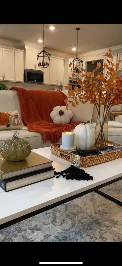 Halloween Themed Bedroom, Fall Coffee Table Decor, Fall Apartment Decor, Fall Room Decor, Fall Coffee Table, Easy Fall Decor, Fall Living Room Decor, Fall Living Room, Cozy Fall Decor