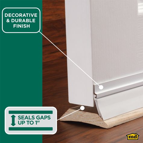 The M-D Easy-install Aluminum and Vinyl Cinch Self-adhesive Door Sweep features a triple-fin vinyl seal for protection from drafts, moisture, dust, and insects. Save on energy by sealing the bottom of the door and keeping the heat or air conditioning from escaping. Cinch products are the easiest to install since they do not require hardware. Simply peel the liner and stick it to the door. Before installation, cut to the desired length by using a hacksaw. M-D 36-in White Door Sweep (Installation Door Sweeps, Door Sweep, White Doors, Easy Install, Doors, Vinyl, White