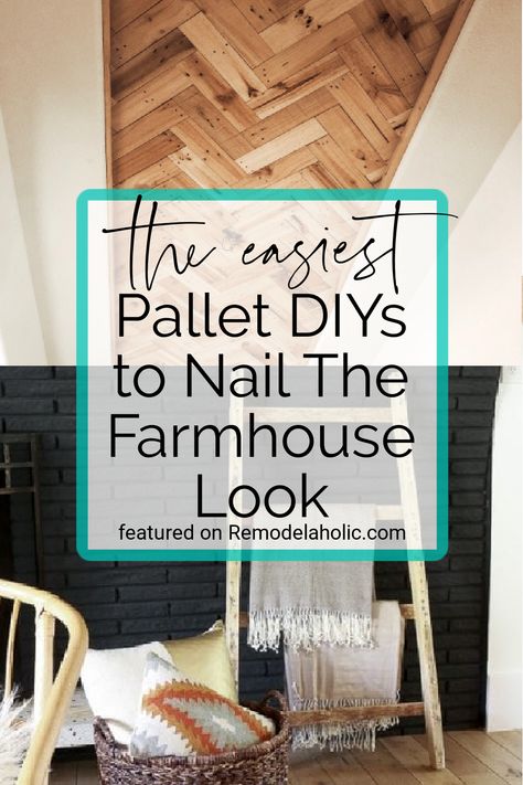 Get A New Look For Your Home Using Pallets. The Easiest Pallet DIYs To Nail The Farmhouse Look And Tutorials Featured On Remodelaholic.com Pallet Diy Projects, Pallet Wood Tray, Fixer Upper Diy, Diy Farmhouse Decoration, Diy Wood Pallet Projects, Wood Pallet Wall, Farmhouse Look, Old Barn Wood, Rustic Frames