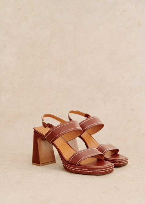 Granola Life, Leather Summer Sandals, Closet Refresh, Brown Sandals Heels, High Sandals, Shoe Inspiration, Shoe Inspo, Shoe Closet, Brown Sandals