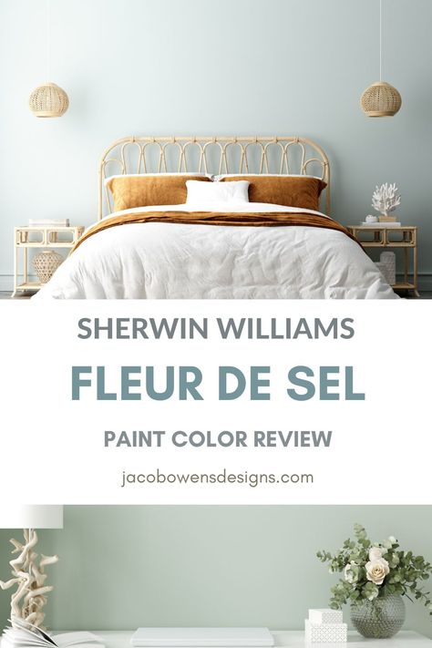 Sherwin Williams Fleur de Sel Paint Color Review Fleur De Sel Sherwin Williams Bedrooms, Fleur De Sel Sherwin Williams, Sherwin Williams Fleur De Sel, Relaxing Paint Colors, Best Blue Paint Colors, Coastal Paint Colors, Coastal Paint, House Shutters, Sauna Room