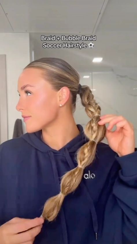 Brittany Wilson Isenhour | Didn’t think the bubble braid could get better #hairtutorial #hairgoals #hairstyle #athletichairstyle #goalkeeper #bubblebraid #longhairstyles | Instagram Middle School Hairstyles, Soccer Hairstyles, Bubble Braid, Bubble Braids, Athletic Hairstyles, School Hairstyles, The Bubble, Hairstyles For School, Get Better