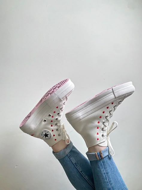 #valentines #heart #converse #fashion #inspiration #aesthetic Heart Converse, Lily Calloway, Dr Shoes, Jack Purcell, Cute Sneakers, Fresh Shoes, Shoe Inspiration, Girly Shoes, Shoe Inspo