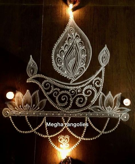 South Indian Decor, Jhoti Design, Kolka Design, Vilakku Kolam, Margali Kolam, White Rangoli, Deepam Rangoli, Deepam Kolam, Diwali Rangoli Designs