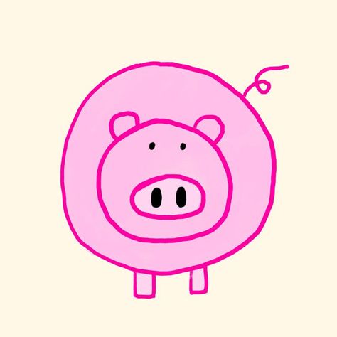 Piggy Illustration, Pig Doodle, Piggy Drawing, Pig Drawing Easy, Drawing Scribble, Pig Drawing, Pig Illustration, Clothing Packaging, Illustration Drawing