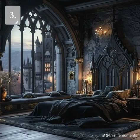 Bad B Energy, Dark Fantasy Bedroom, Dark And Cozy, Castle Rooms, Castle Bedroom, Fantasy Bedroom, Gothic Bedroom, Dark Castle, Gothic Castle