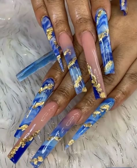 Xxl Acrylic Nails, Xxl Nails, Purple Acrylic Nails, Nails Acrylic Coffin, Acrylic Nails Ideas, Nails Gold, Blue Acrylic Nails, Dope Nail Designs, Exotic Nails