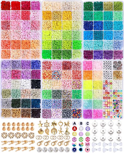 PRICES MAY VARY. 【Rainbow Colored Clay Beads Kit】 Totally appro. 11108 Pcs clay beads and charms kit for jewelry making kit placed in 6 boxes. Clay beads has 10560pcs (132colors* 80pcs). Charms kit includes 548pcs, you can make bracelets/jewelry in different colors to match different themes. 【Premium Material】 Clay beads for bracelet making are made of high quality polymer clay, safe and skin-friendly, light-weight and comfortable to wear. Bright colors that will not fade. 【Trendy Gifts Choice】 Clay Bead Bracelet Kit Amazon, Bracelet Making Kit Beads, Beaded Clay Bracelets, Bracelet Making Supplies, Clay Beads Set, Clay Beads Kit, How To Make Clay Beads, Clay Bead Bracelet Kit, Clay Bead Kit