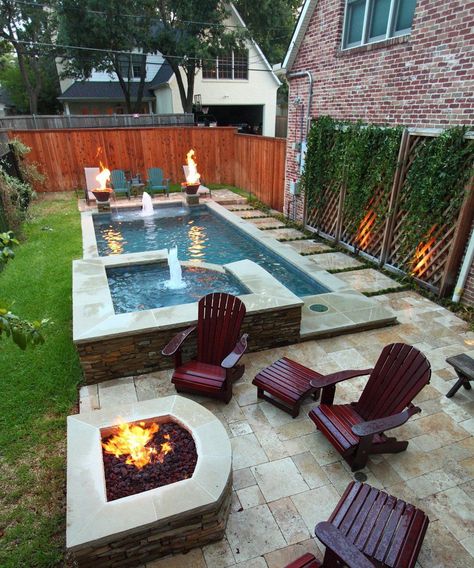 Narrow Backyard Ideas, Ideas De Piscina, Living Pool, Backyard Ideas For Small Yards, Indoor Pools, Small Pool Design, Small Pools, Landscape Designs, Backyard Pool Designs