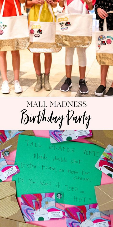 Mall Madness Birthday Party | If you're looking for a teen-friendly birthday party idea, this is it! They will love our mall scavenger hunt. Full of all of the fun of shopping, but the excitement of hunting for items around the mall. They're sure to go home raving about all the fun they had. || JennyCookies.com #tweenbirthday #scavengerhunt #teenbirthday Mall Birthday Party, Mall Birthday, Mall Scavenger Hunt, Mall Madness, Scavenger Hunt Party, 12th Birthday Party Ideas, Teen Girl Birthday Party, Party Food For Adults, Scavenger Hunt Birthday