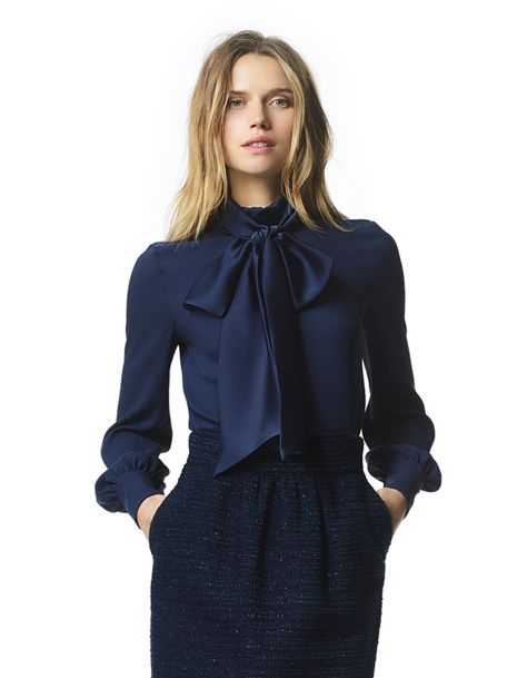 Silk Bow Blouse Bow Blouse Outfit, Pola Top, Business Travel Outfits, Bow Blouse, Looks Chic, Trend Fashion, Blouse Outfit, Work Outfits Women, Looks Style