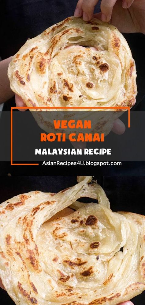 “Boss, roti canai satu!” (Roti = bread) This flatbread has many names: roti canai, roti prata, roti kosong (literally translates to “empty bread”), Malaysia’s favourite roti, etc… #Malaysian #Recipes #Vegan Vegan Roti Recipe, Vegan Roti, Roti Canai Recipe, Roti Bread, Roti Canai, Plant Recipes, Malaysian Recipes, Vegan Indian Recipes, Roti Recipe