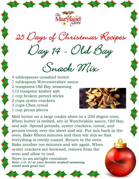 Maryland Recipes, Snack Mix Recipe, Oyster Crackers, Chex Mix Recipes, Pretzel Sticks, Snack Mix Recipes, Chex Mix, Old Bay, Party Food Appetizers