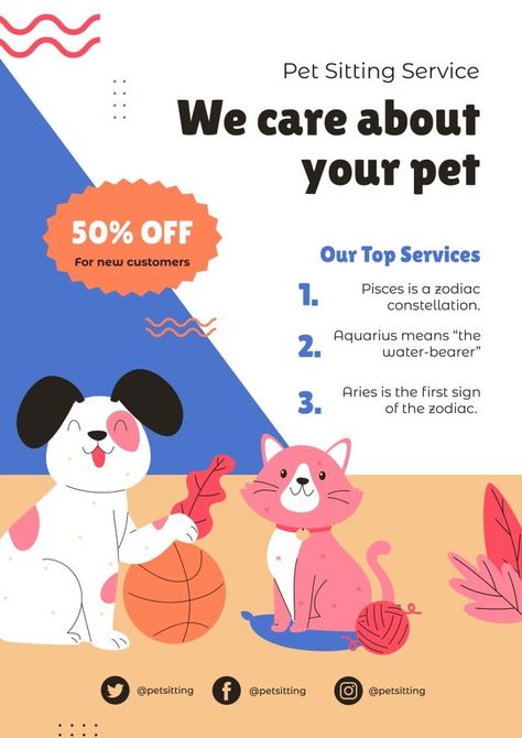 Hand-drawn Pet Sitting Service Discount Poster Dog Walking Flyer, Pet Sitting Business, Author Marketing, Pet Sitting Services, Pet Boarding, Discount Poster, Vertical Poster, Wallpaper Iphone Christmas, Pet Sitting