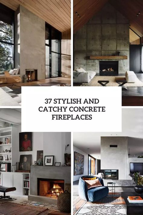 stylish and catchy concrete fireplaces cover Create A Fireplace, Concrete Fireplace Surround, Wabi Sabi Living, Modern Industrial Living Room, Cabin Living Room, Fireplace Cover, Modern Farmhouse Living, Glazed Walls, Neutral Furniture