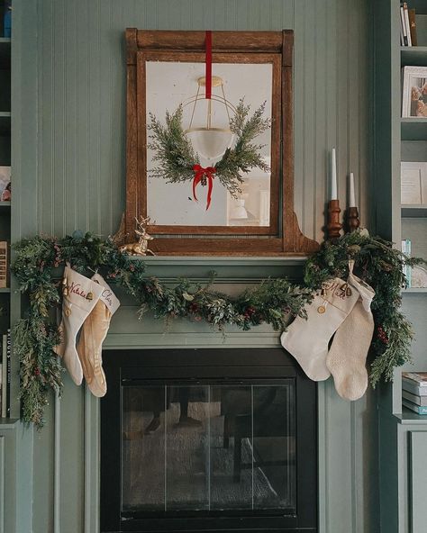 Farrow & Ball on Instagram: “As much as we love a fancy festive mantel with all the frills, sometimes less is more ✨ #GreenSmoke woodwork, rustic decor and natural…”